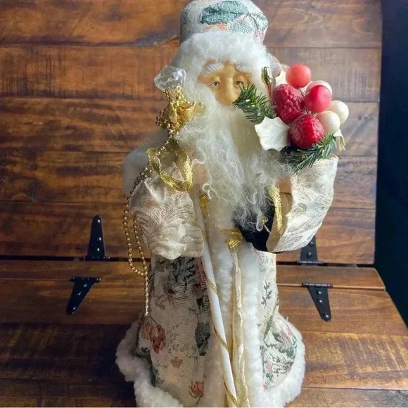 Elegant Old World Santa/Father Christmas Tree Topper White Fur 15” - Picture 7 of 13
